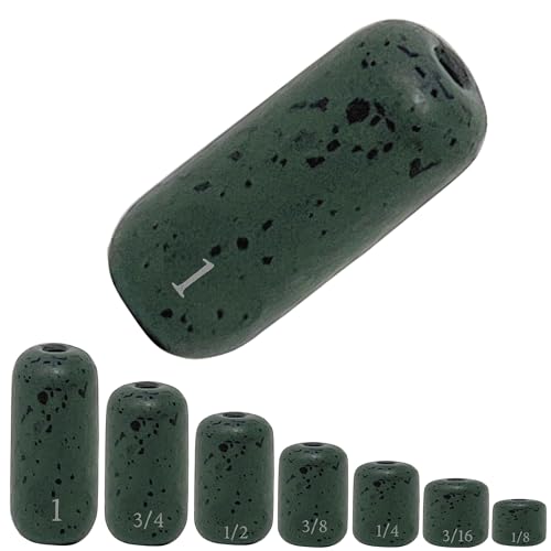Reaction Tackle Tungsten Barrel Weights for Bass Fishing - Egg Shaped Carolina Rig Sinkers - Size Stamped Freshwater and Saltwater - color: Green Pumpkin, size: 3/4 Oz (4-Pack)