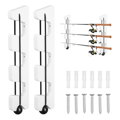 Wall Mount Fishing Rod Holders,3 Rod Holder Storage for Wall & Garage Storage Organizer Gear Equipment Gifts (Square Hole) - style: Thick style