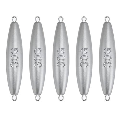 Trolling Weights Inline Fishing Weights Sinkers Double Ringed Weights for Saltwater Freshwater Fishing Get Lures Deeper 1oz to 5oz - style: 1 Ounce-5pcs