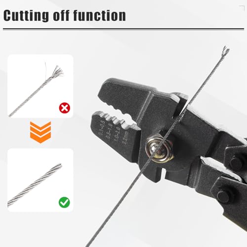 KF CPTEC Wire Rope Swager 2-in-1 Crimping Tool & Cutter for Fishing Lines up to 2.2mm, Lightweight Teflon-Coated Aluminum Ferrule Crimper