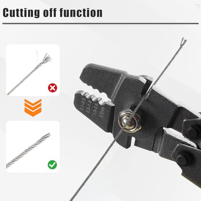 KF CPTEC Wire Rope Swager 2-in-1 Crimping Tool & Cutter for Fishing Lines up to 2.2mm, Lightweight Teflon-Coated Aluminum Ferrule Crimper
