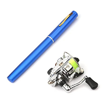 Lixada Fishing Rod Reel Combo Mini Pen Fishing Pole Kit Telescopic Fishing Rod Spinning Reel Combo Kit - color: Blue, size: 1.4 m