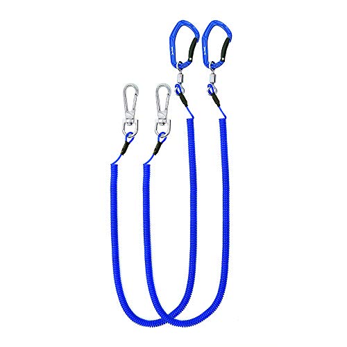 HERCULES M4 Fishing Lanyard, Fishing Pole Tether, Kayak Paddle Leash, Heavy Duty Retractable Coiled Lanyard for Fishing, Rods, Pliers, Boating, Paddles, Kayak - color: Pack of 2 Blue, 17.7" Plus
