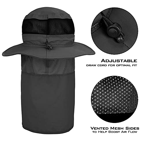 KastKing Sol Armis UPF 50 Boonie Hat - Sun Protection Hat, Fishing Hat, Beach & Hiking Hat, Paddling - color: U: Gray, size: With Neck Shield