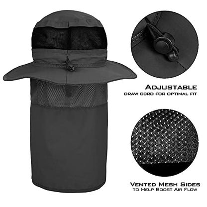 KastKing Sol Armis UPF 50 Boonie Hat - Sun Protection Hat, Fishing Hat, Beach & Hiking Hat, Paddling - color: U: Gray, size: With Neck Shield