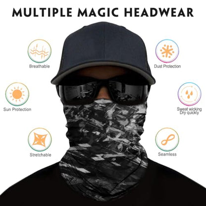Neck Gaiter for Men Women Headwear Bandana Head Wrap Face Scarf Mask Cover Warmer Balaclava-Seamless & Versatile - color: B-black-camo
