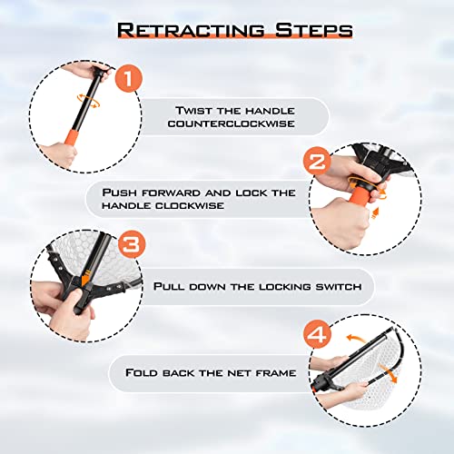 KastKing Brutus Fishing Net, Foldable Extendable Fish Landing Net, Lightweight & Portable Fishing Net with Soft EVA Foam Handle, Holds up to 44lbs/20KG, Fish-Friendly Mesh for a Safe Release - size: 45" Total Length(not extendable), style: Silicone Net