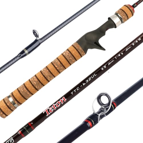 Teton 5'2"-6'6" BFS Fishing Rod Casting & Spinning, Ultra Light Rods, 40T Carbon Fiber Blank, Fuji Guides & Reel Seat, MF Fast Action, 2 Piece Travel Trout Lure Pole - size: Cast 6'3"-UL-M Fast-TTC632UL