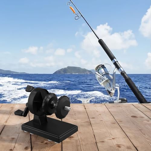 Fishing Line Spooler,Line Winding Machine,Adjustable Reel Tool with 1:3.7 Gear Ratio,Suction Base for Glass or Table,Metal and Plastic Build,Black