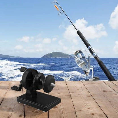 Fishing Line Spooler,Line Winding Machine,Adjustable Reel Tool with 1:3.7 Gear Ratio,Suction Base for Glass or Table,Metal and Plastic Build,Black