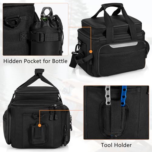 Fishing Tackle Bag - Holds 3400-3600 Size Tackle Boxes -Saltwater & Freshwater Fishing Bags - Padded Shoulder Strap Fishing Bags (Black) (Bag Only) - color: Black, style: Bag Only