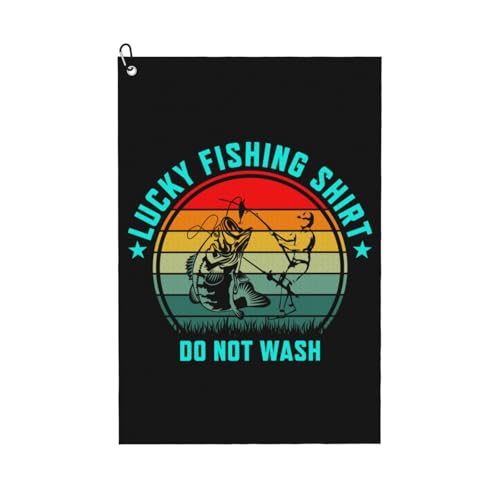 NIENIE Lucky Fishing Shirt Do Not Wash Golf Towel 16 x 24 Inch Golf Towels for Golf Bags with Carabiner Clip Microfiber Sports Golf Towel Men Women Golf Accessories