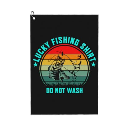 NIENIE Lucky Fishing Shirt Do Not Wash Golf Towel 16 x 24 Inch Golf Towels for Golf Bags with Carabiner Clip Microfiber Sports Golf Towel Men Women Golf Accessories