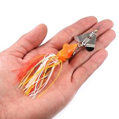 Buzzbait Frog Topwater Fishing Lures, Silicone Skirt Buzz Blade Spinner Baits, Floating Bass Snakehead Pike Lure for Freshwater Saltwater Fishing