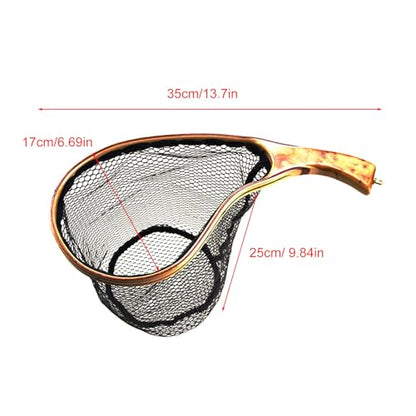 Fishing Landing Net Wooden Handle Black Mesh Catch-Release | Trout Net for Fishpond Bass Fishing