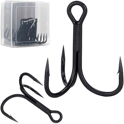 Heavy Duty Treble Hooks 5X Extra Strong, Sharp Treble Fishing Hooks Saltwater with Ultra Anti-Rust Coating Sturdy Replacement Lure Triple Hooks Freshwater Sizes #6–5/0 - size: 6#-24Pcs