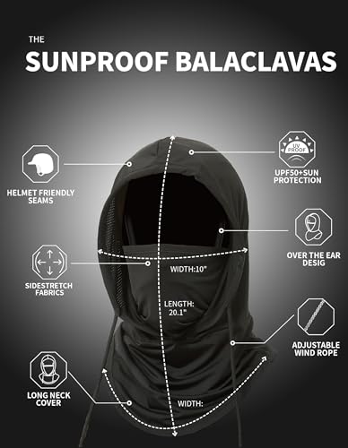 Vimnunts Sunproof Balaclavas Summer Cooling Face Mask Breathable Full Head Mask UV Protection Hood - color: Black