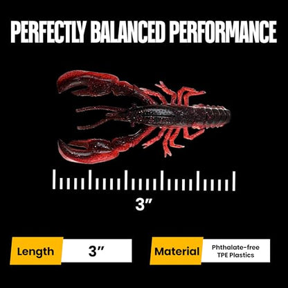 Headbanger RawCraw Soft Plastic Craw Bait for Bass Fishing - color: Red Craw, size: 4"