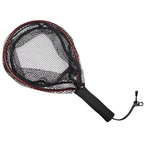 Aluminum Alloy Mini Fly Fishing Net - Soft Rubber Mesh Kayak & Trout Landing Net - Catch and Release - color: Red