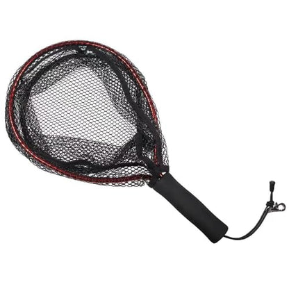 Aluminum Alloy Mini Fly Fishing Net - Soft Rubber Mesh Kayak & Trout Landing Net - Catch and Release - color: Red