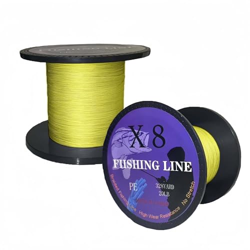 Braided Fishing line 8 Strands 328 Yards high wear-Resistant and high tensile Fishing line Suitable for Freshwater and Saltwater Fishing. The Best Choice for Fishing Giant Fish. - color: X8-Yellow