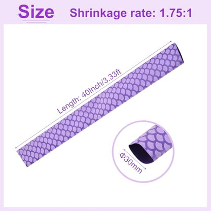 DMiotech Heat Shrink Sleeve Wrap Tubing x Tube Tubing for Fishing Rod Grips and Other Grips, Non Slip - Insulation - Waterproof 40'' Lengths, Dia 30mm Purple Scales - color: Purple Scales, size: Dia 30mm