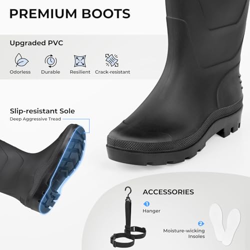 Calamus WaveWalker Fishing Waders for Men & Women, 100% Waterproof PVC Waders with Slip-Resistant Boots, Tear-Resistant Nylon - color: Brown, size: 13