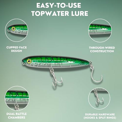 X-Walk™ Topwater Lure - color: Chartreuse/Silver, size: 4.5" | 1oz