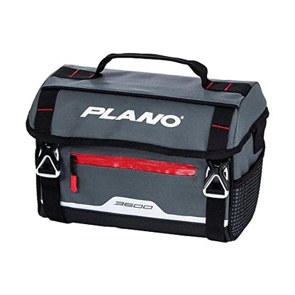 Plano Weekend Series 3600 Softsider Tackle Bag, Gray Fabric, Includes 2 3600 Stowaway Utility Tackle Boxes, Soft Fishing Tackle Storage Bag, Water-Resistant - color: Gray/Red, style: 3600 Softsider Tackle Bag