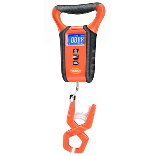 Fish Scale Floating Waterproof Digital Fishing Scale with Lip Grip, Replaceable Hook, LCD Display, 110lb Capacity, Auto Hold, Multiple Units(LB/OZ/KG), Included Measuring Tape – Ideal for Anglers