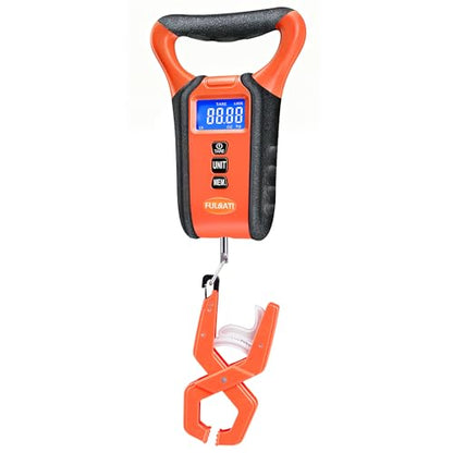 Fish Scale Floating Waterproof Digital Fishing Scale with Lip Grip, Replaceable Hook, LCD Display, 110lb Capacity, Auto Hold, Multiple Units(LB/OZ/KG), Included Measuring Tape – Ideal for Anglers
