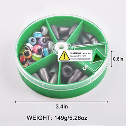OROOTL Bullet Sinkers Fishing Weights Kit, 48pcs Worm Weights Fish Eye Beads Set for Bass Fishing Carolina Rig Texas Rig Freshwater Saltwater Fishing Tackle 1/8 3/16 1/4oz 3/8 oz