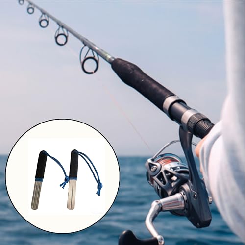 2 Pcs Fish Hook Sharpener, Double Sided Diamond File with Handle, Portable Fishing Sharpener with Fine & Medium Grit for Hook Maintenance
