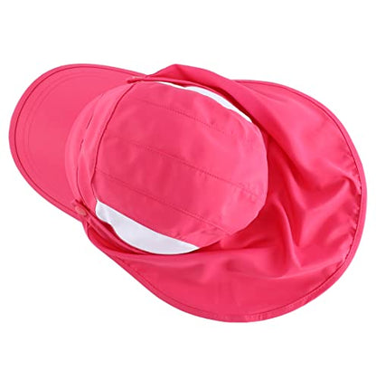 Connectyle Kids Sun Hat with Removable Neck Flap UPF 50+ Sun Protection Baseball Cap Summer Beach Sun Hats 3-6 Years - color: Hot Pink
