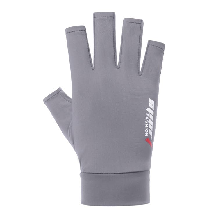 Anti-Slip Strips Cycling Gloves for Men/Women Half Finger UV Protection Driving Glove for Outdoor - color: grey