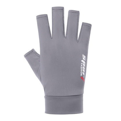 Anti-Slip Strips Cycling Gloves for Men/Women Half Finger UV Protection Driving Glove for Outdoor - color: grey