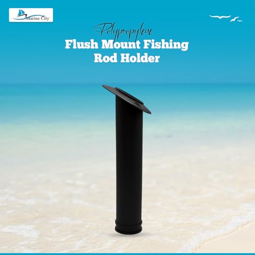 MARINE CITY Flush Mount Fishing Rod Holder 30 Degree Polypropylene, Durable, Lightweight, Easy Access for Fishing, Fits 2" Hole, Ideal for Kayaks, Boats and Yachts - color: Black, style: 2 Pcs