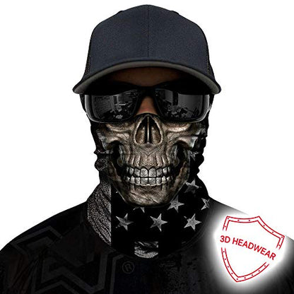 Obacle Neck Gaiter Face Mask Bandana for Dust Wind Sun Protection for Men Women - color: Skull Brown Face
