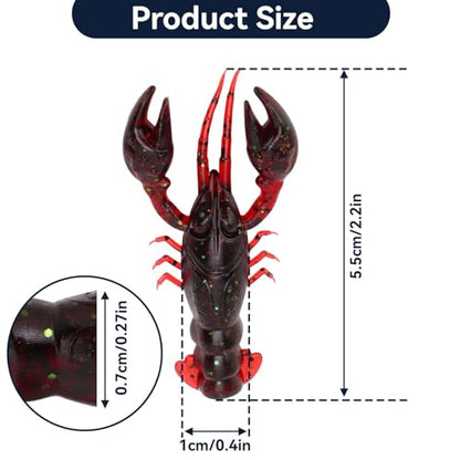 HERCHR Soft Fishing Lure Crawfish Bait Shrimp Lobster Claw Artificial Lure 10pcs Soft Lure Baits - color: RED