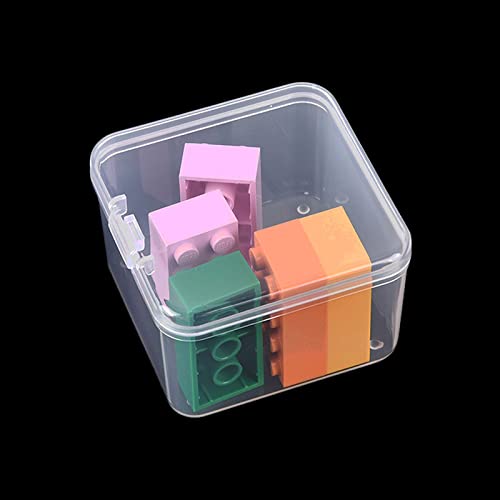 30 Pieces Square Empty Mini Clear Plastic Storage Box, 2.16x2.16x1.38 inch | Hinged Lids, For Small Items, Craft Projects - size: 2.16 x 2.16 x 1.38 inch