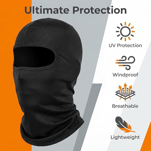 2 Pieces Thin Balaclava Ski Mask Head Mask Full Face Mask Windproof Sun UV Protection Hood for Women Men - color: Black+rose Red