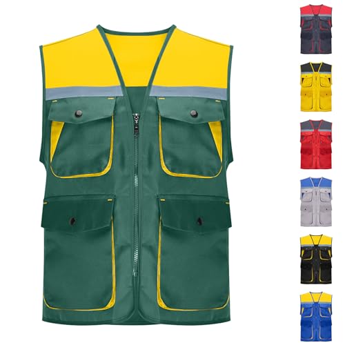 Breathable Fishing Vest for Adults and Youth Multi-Pockets Sleeveless Jacket Photography Travel Hiking Waistcoat - color: Green, size: 3X-Large