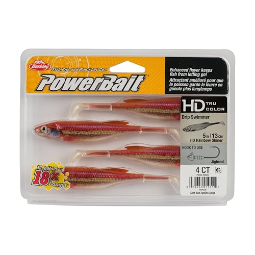Berkley PowerBait Drip Swimmer Fishing Soft Bait - color: HD Rainbow Shiner, size: 5"