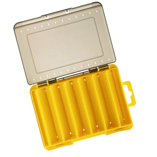 Waterproof Transparent Storage Box for Fishing Lures with Double-Sided Organiser Tool and Fishing Box - color: Yellow