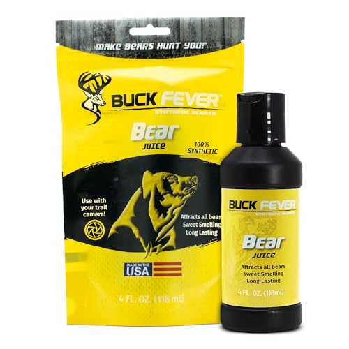 Buck Fever Bear Juice – Synthetically Formulated Bear Bait Attractant – Non-Spoiling, Sweet Synthetic Bear Attractant Scent for Trail Camera - size: 4oz