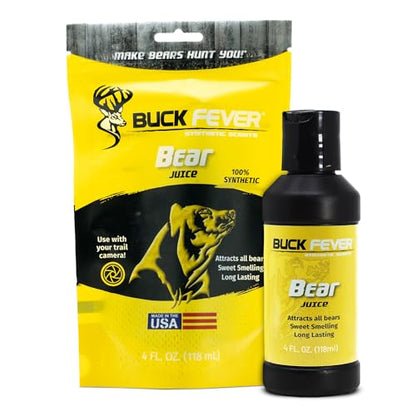 Buck Fever Bear Juice – Synthetically Formulated Bear Bait Attractant – Non-Spoiling, Sweet Synthetic Bear Attractant Scent for Trail Camera - size: 4oz