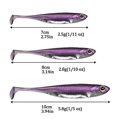 QualyQualy Soft Plastic Swimbait Paddle Tail Shad Lure Soft Bass Shad Bait Minnow Paddle Tail Swim Bait for Bass Trout Walleye Crappie - 2.75in, 3.14in, 3.94in, 5in - color: 3#, size: 2.75in - 6Pcs