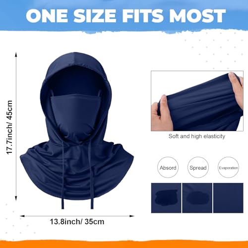Funtery Summer Cooling Balaclava Mask, UV Protection Hood Mask Breathable Cycling Face Cover Full Head Scarf for Men Women - color: Black, Army Green, Milk Tea Color, Navy Blue