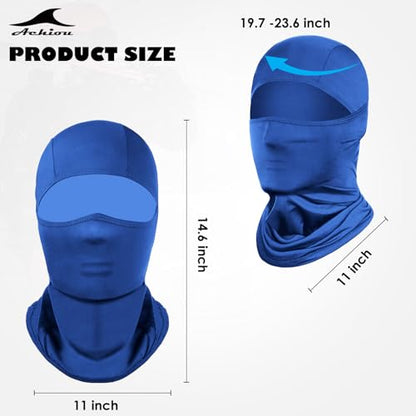 Achiou Ski Mask Balaclava Shiesty, Cooling Ice Silk Motorcycle Face Cover | Ski Mask for Men/Women,Breathable Face Mask,Thin Summer Balaclava,Versatile Use for Skiing Moto,UV Protection,Helmet Friendly - color: Royal Blue