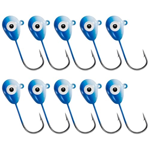 Alwonder 10-Pack Floating Jig Heads Fishing Floats Jigs Lures High-Ball Floater Hook, Surf Fishing Trolling Rockfishing Pompano Rigs Floats for Bass, Walleye, Panfish, Perch, Trout, Redfish - color: (GB) Luminous Bule, size: 2/0# Hook